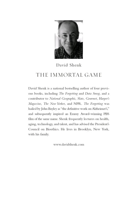 The Immortal Game: A History of Chess: Shenk, David: 9781400034086:  : Books