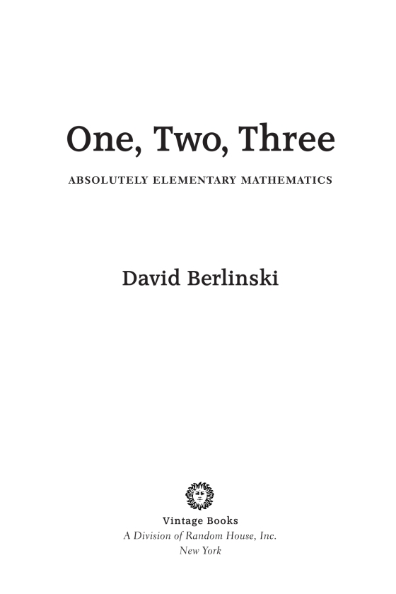 One, Two, Three: Absolutely Elementary by Berlinski, David